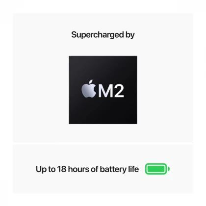 13-inčni MacBook Air M2 sa 8‑jezgarnim CPU-om, 8‑jezgarnim GPU-om, 16GB objedinjene memorije i 256GB SSD-om - Midnight