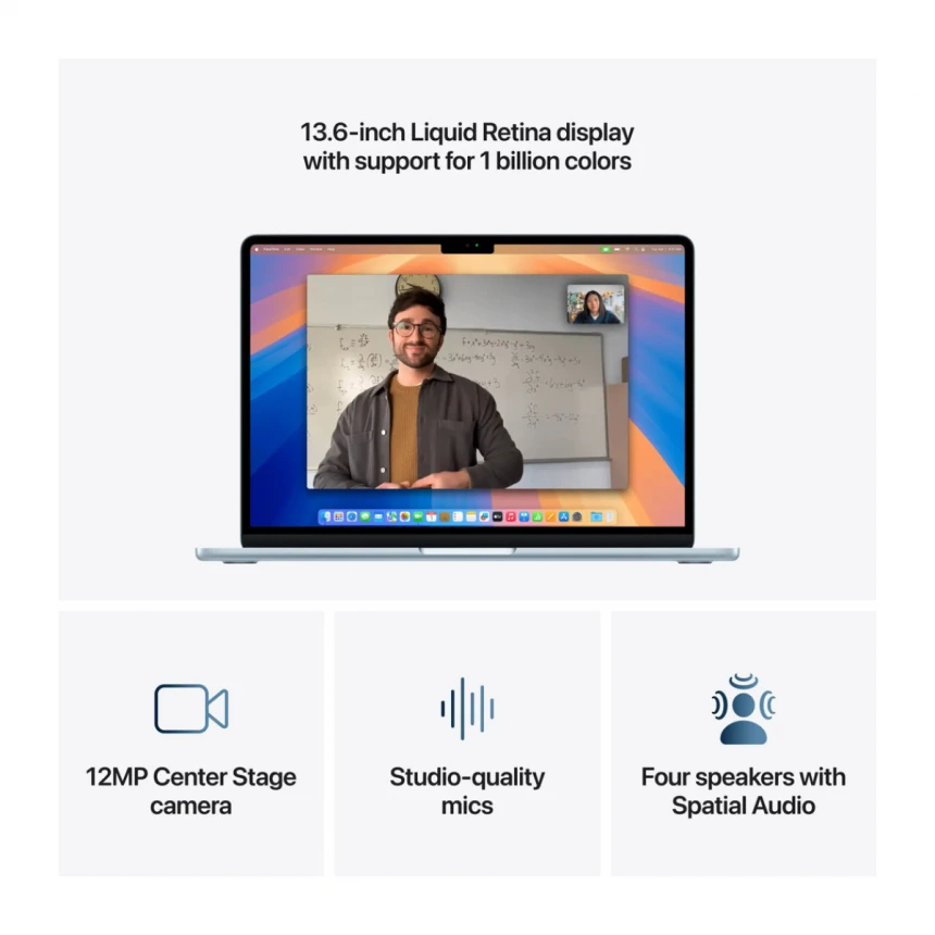 13-inčni MacBook Air M4 sa 10-jezgarnim CPU-om, 8-jezgarnim GPU-om, 16GB objedinjene memorije i 256GB SSD - Sky Blue