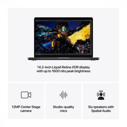 14-inčni MacBook Pro M4 Pro sa 14-jezgarnim CPU-om i 20-jezgarnim GPU-om, 24GB objedinjene memorije i 1TB SSD-om - Space Black