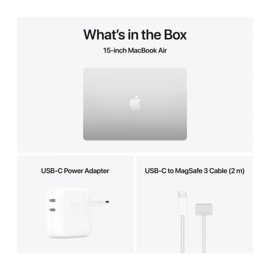 15-inčni MacBook Air M4 sa 10-jezgarnim CPU-om, 10-jezgarnim GPU-om, 16GB objedinjene memorije i 512GB SSD - Silver