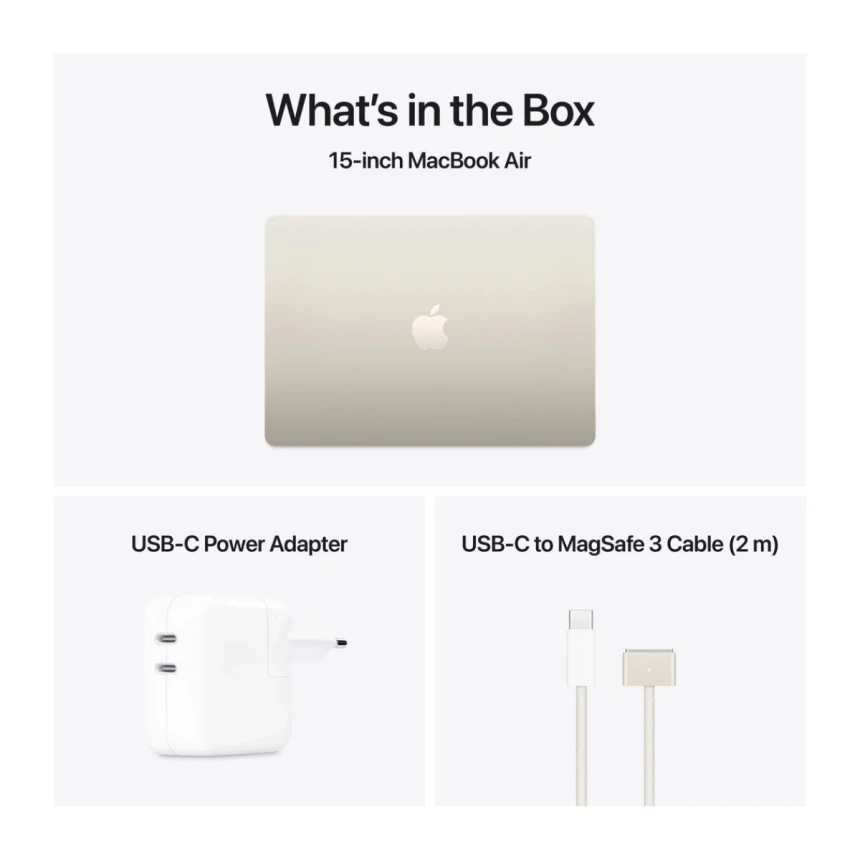 15-inčni MacBook Air M4 sa 10-jezgarnim CPU-om, 10-jezgarnim GPU-om, 24GB objedinjene memorije i 512GB SSD - Starlight