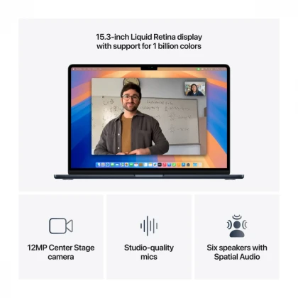 15-inčni MacBook Air M4 sa 10-jezgarnim CPU-om, 10-jezgarnim GPU-om, 16GB objedinjene memorije i 512GB SSD - Midnight