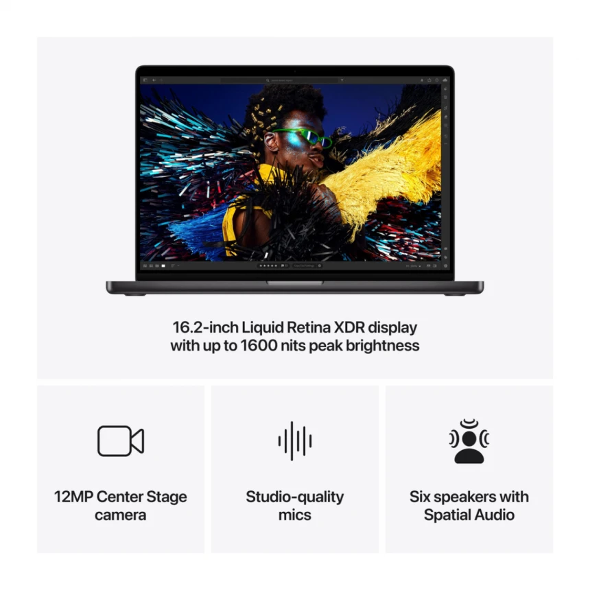 16-inčni MacBook Pro M4 Max sa 16-jezgarnim CPU-om i 40-jezgarnim GPU-om, 48GB objedinjene memorije i 1TB SSD-om - Space Black