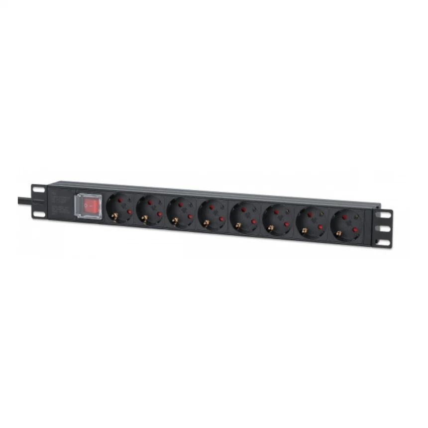 230V razvodni PDU panel 19/1U sa 8 utičnih mesta, 1.8m sa prekidačem PDU-8S-1U