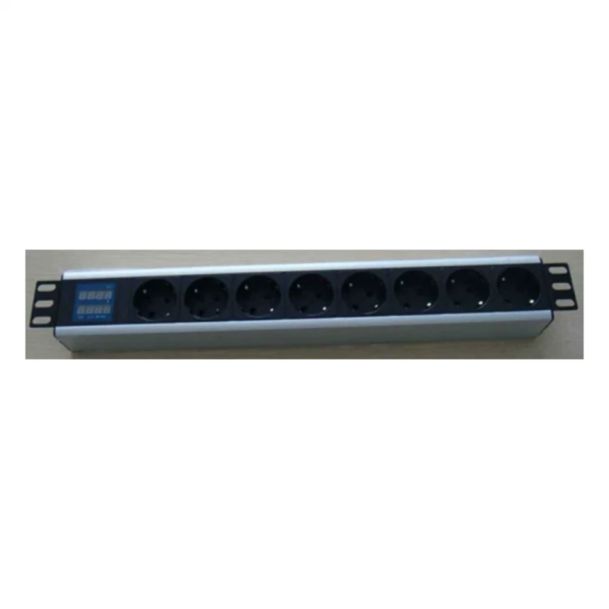 230V razvodni PDU panel 19"/1U sa 8 utičnih mesta, voltmetrom PDU-8SAV-1U