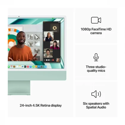 24-inčni iMac M3 sa 4,5K Retina displejom, 8-jezgarnim CPU-om, 10-jezgarnim GPU-om, 8GB objedinjene memorije i 256GB SSD-om - Green