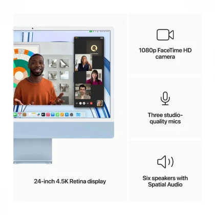 24-inčni iMac M3 sa 4,5K Retina displejom, 8-jezgarnim CPU-om, 10-jezgarnim GPU-om, 8GB objedinjene memorije i 256GB SSD-om - Blue
