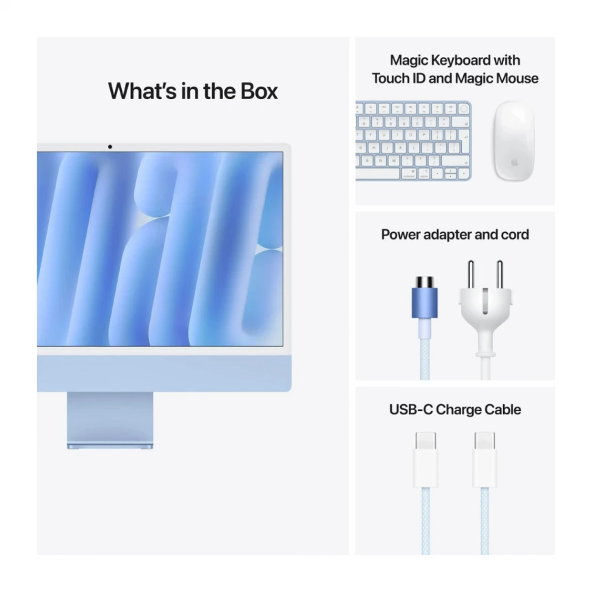 24-inčni iMac M4 sa 4,5K Retina displejom, 8-jezgarnim CPU-om, 8‑jezgarnim GPU-om, 16GB objedinjene memorije i 256GB SSD - Blue