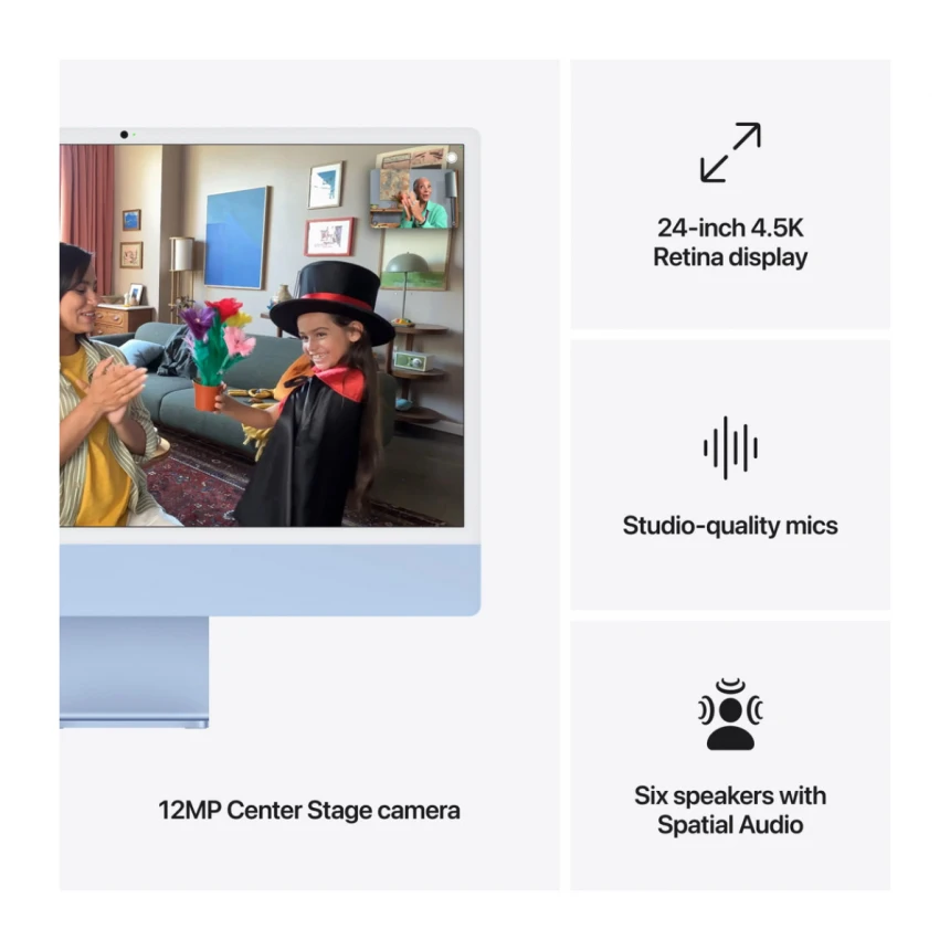 24-inčni iMac M4 sa 4,5K Retina displejom, 10-jezgarnim CPU-om, 10-jezgarnim GPU-om, 16GB objedinjene memorije i 512GB SSD - Blue