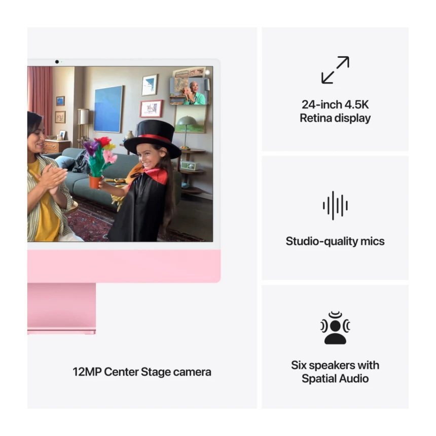 24-inčni iMac M4 sa 4,5K Retina displejom, 8-jezgarnim CPU-om, 8‑jezgarnim GPU-om, 16GB objedinjene memorije i 256GB SSD - Pink