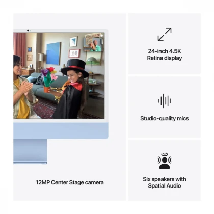 24-inčni iMac M4 sa 4,5K Retina displejom, 10-jezgarnim CPU-om, 10-jezgarnim GPU-om, 24GB objedinjene memorije i 512GB SSD - Blue