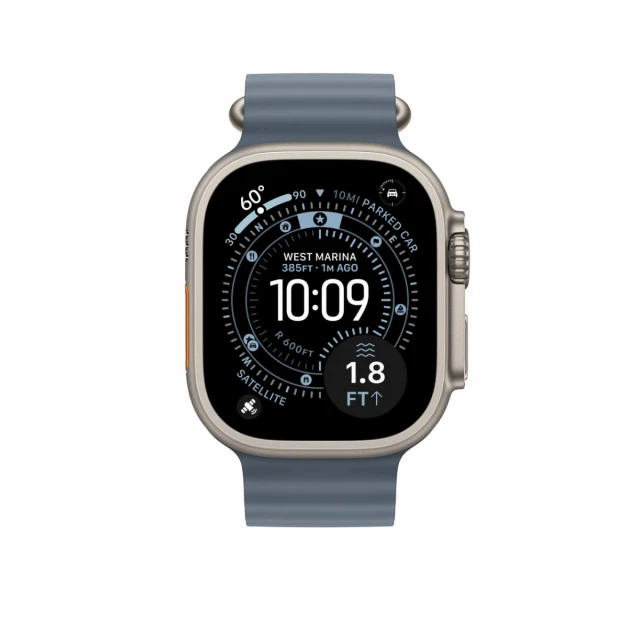 49mm Anchor Blue Ocean Band - Natural Titanium Finish