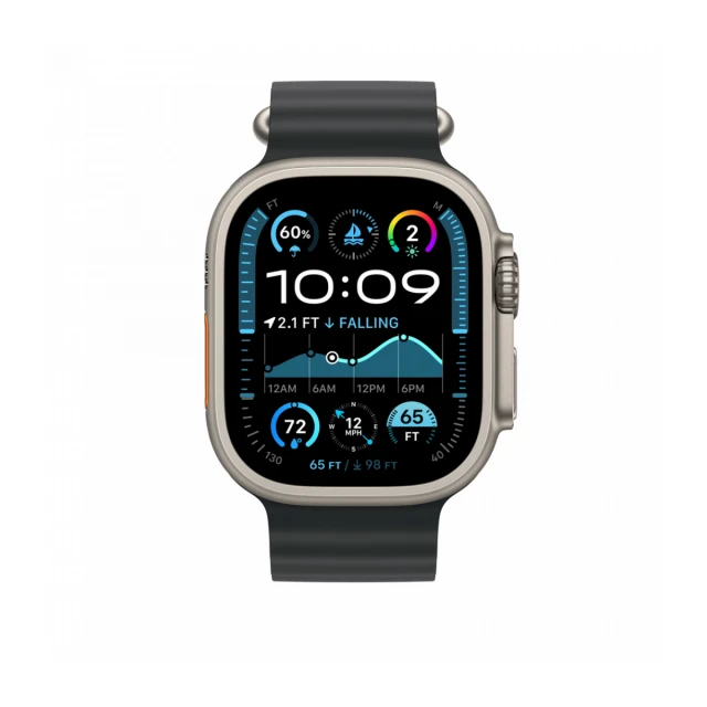 49mm Black Ocean Band - Natural Titanium Finish