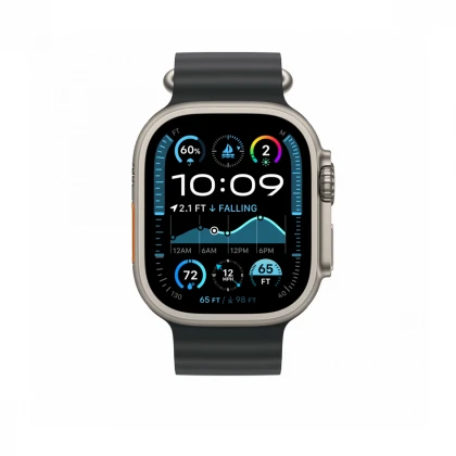 49mm Black Ocean Band - Natural Titanium Finish