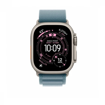 49mm Light Blue Alpine Loop - Medium - Natural Titanium Finish