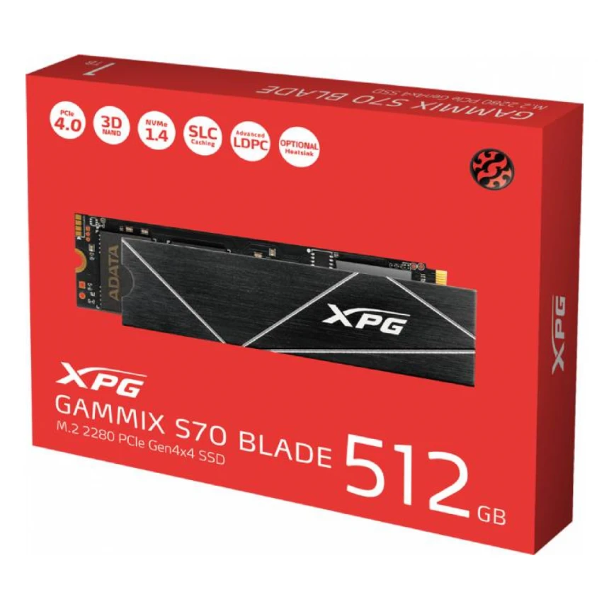 A-DATA 512GB M.2 PCIe Gen4x4 XPG GAMMIX S70 BLADE AGAMMIXS70B-512G-CS SSD 