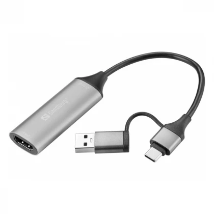 Adapter HDMI capture na USB-C/A Sandberg 136-70