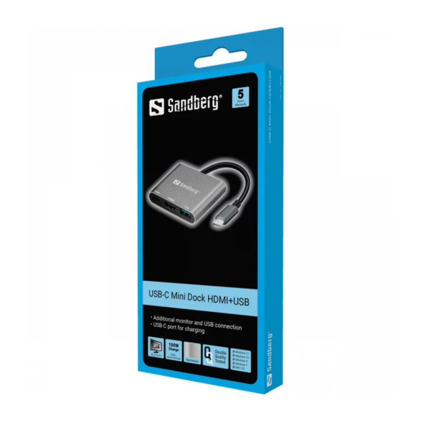 Adapter Sandberg 136-00 USB-C na HDMI+USB A+USB-C