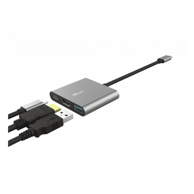 Adapter TRUST DALYX USBC/3in1/Aluminjum/siva