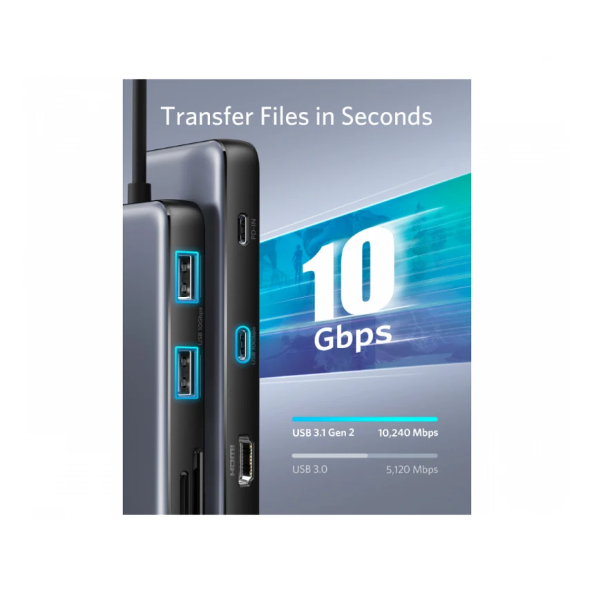 ANKER USB-C Data Hub 8u1 10Gbps crni