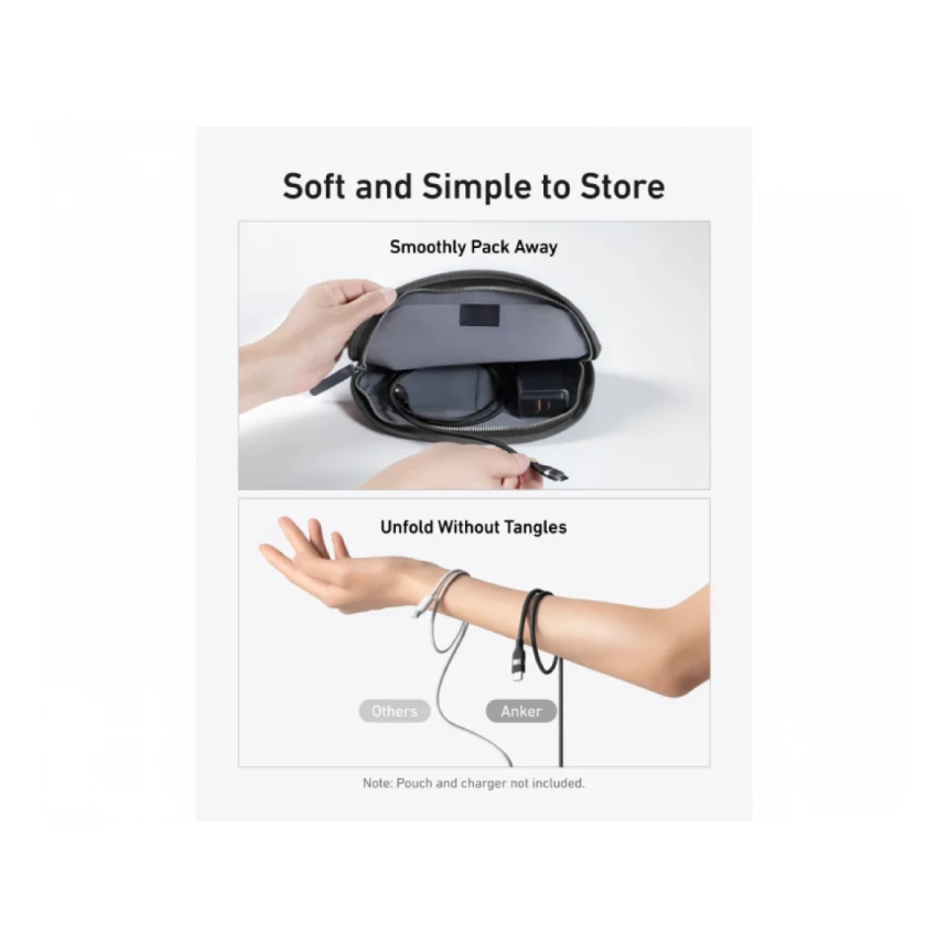 ANKER USB tip-C kabl M/M 0.9m, za Super brzo punjenje 240W/480Mbps, pleteni, crni