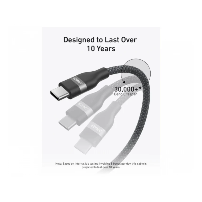 ANKER USB tip-C kabl M/M 0.9m, za Super brzo punjenje 240W/480Mbps, pleteni, crni