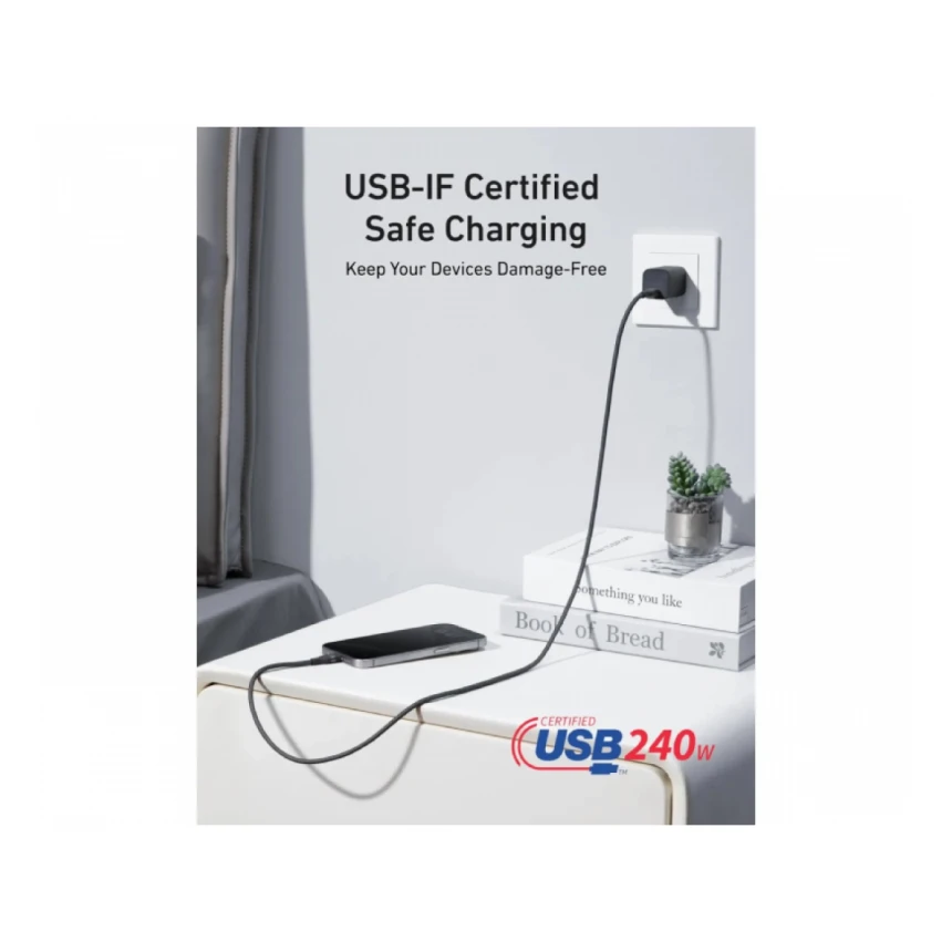 ANKER USB tip-C kabl M/M 0.9m, za Super brzo punjenje 240W/480Mbps, pleteni, crni