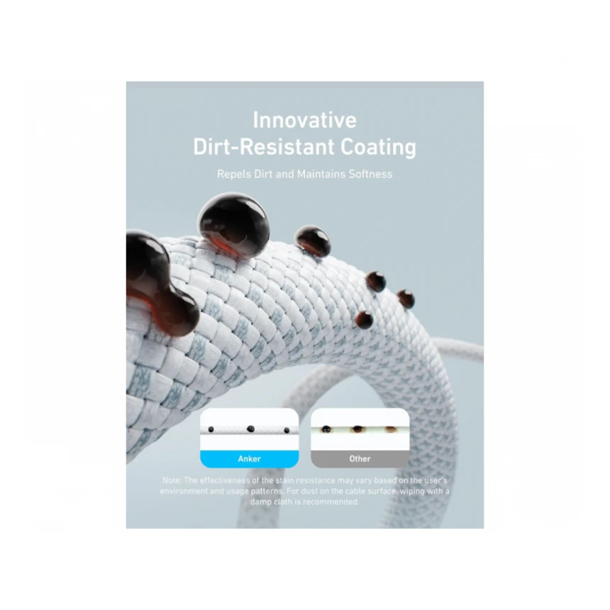 ANKER Zolo USB tip-C kabl M/M 1m, za Apple, super brzo punjenje 240W/480Mbps, pleteni, beli 