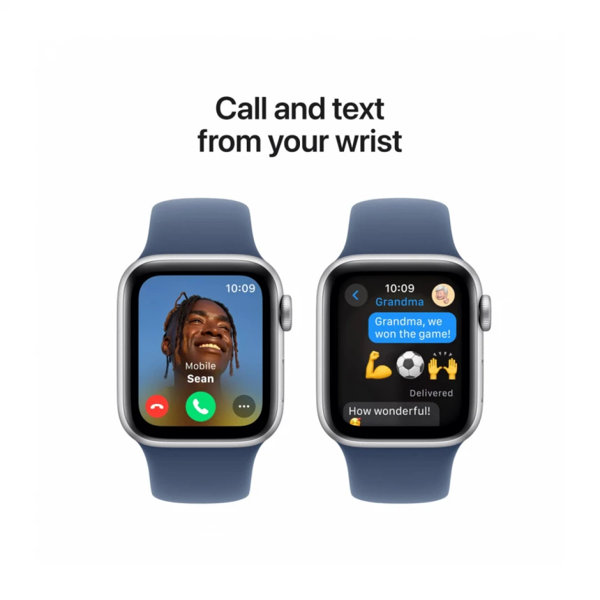 Apple Watch SE GPS 40mm Silver Aluminium Case with Denim Sport Band - S/M