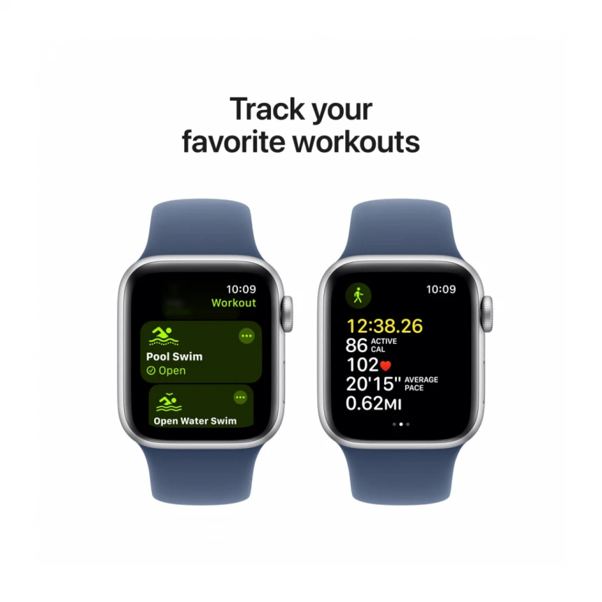 Apple Watch SE GPS 40mm Silver Aluminium Case with Denim Sport Band - S/M