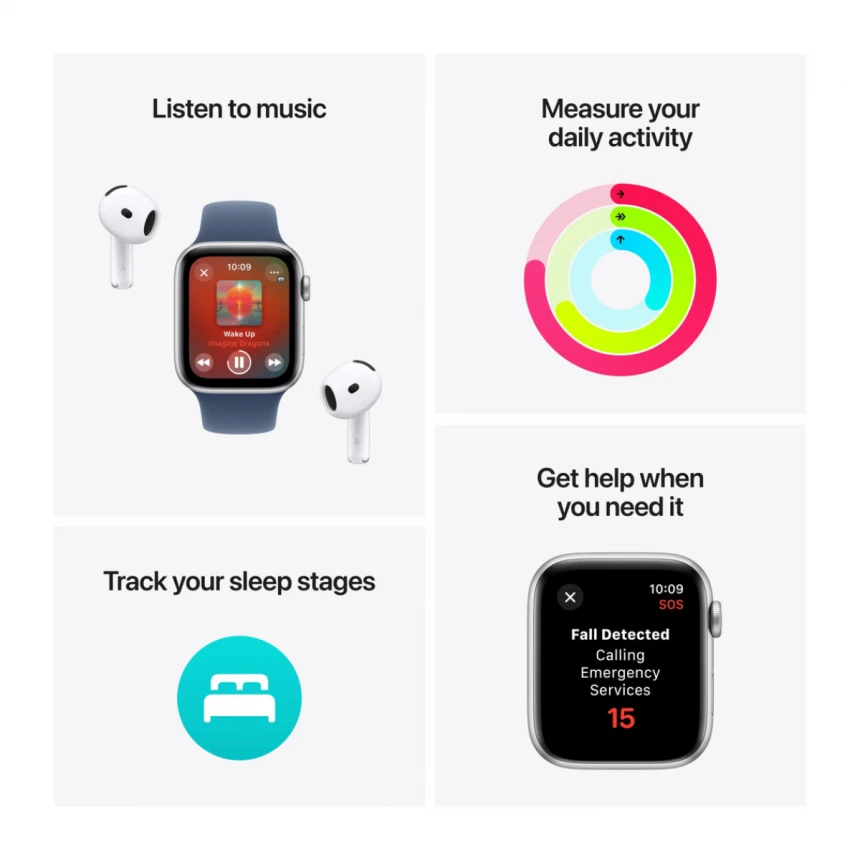 Apple Watch SE GPS 40mm Silver Aluminium Case with Blue Cloud Sport Loop - One Size