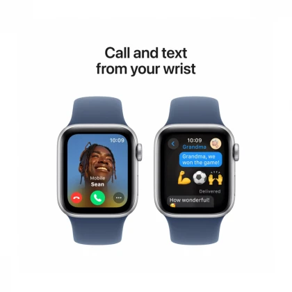 Apple Watch SE GPS 40mm Silver Aluminium Case with Denim Sport Band - S/M