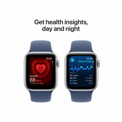 Apple Watch SE GPS 40mm Silver Aluminium Case with Denim Sport Band - S/M