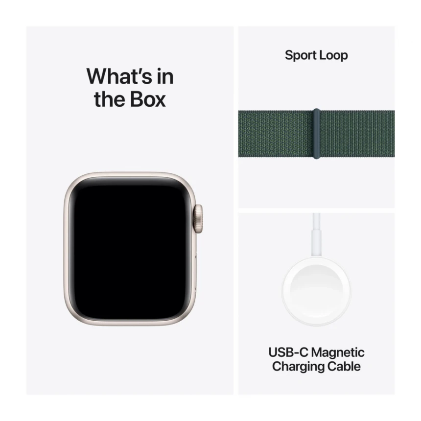 Apple Watch SE GPS 40mm Starlight Aluminium Case with Lake Green Sport Loop