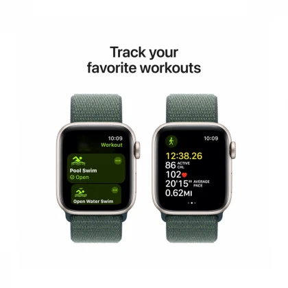 Apple Watch SE GPS 40mm Starlight Aluminium Case with Lake Green Sport Loop