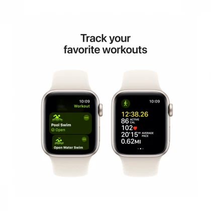 Apple Watch SE GPS 40mm Starlight Aluminium Case with Starlight Sport Band - M/L