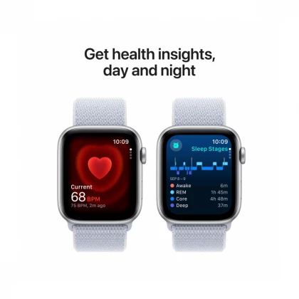 Apple Watch SE GPS 44mm Silver Aluminium Case with Blue Cloud Sport Loop