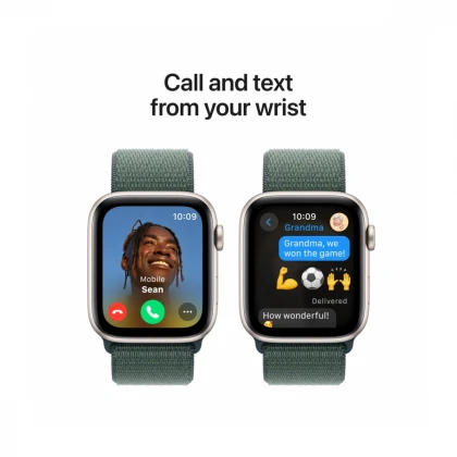 Apple Watch SE GPS 44mm Starlight Aluminium Case with Lake Green Sport Loop