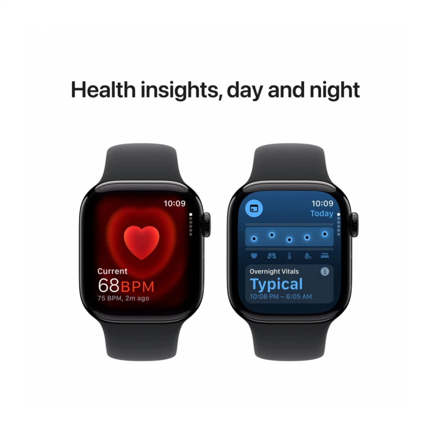 Apple Watch Series 10 GPS 42mm Jet Black Aluminium Case with Black Sport Band - M/L