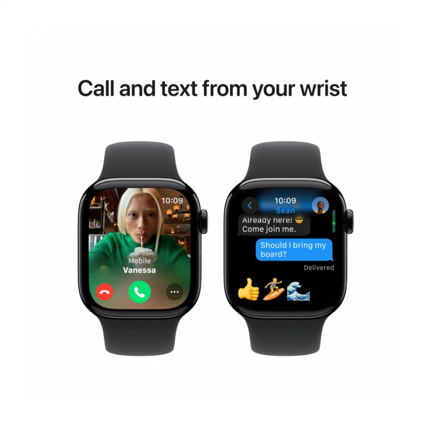 Apple Watch Series 10 GPS 42mm Jet Black Aluminium Case with Black Sport Band - M/L