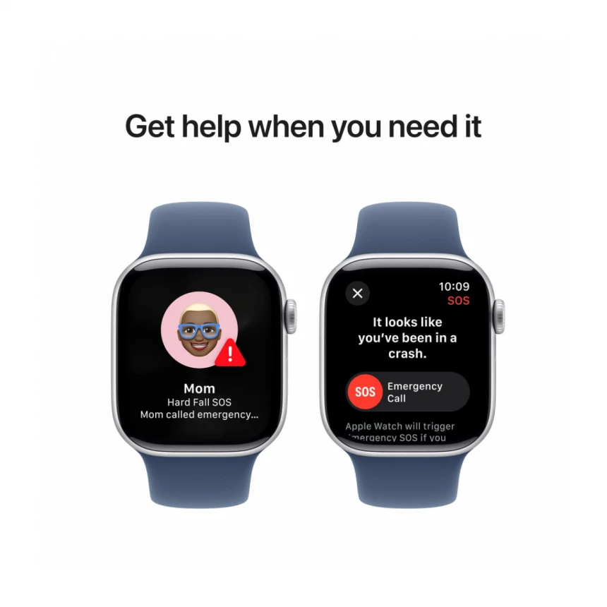 Apple Watch Series 10 GPS 42mm Silver Aluminium Case with Denim Sport Band - M/L