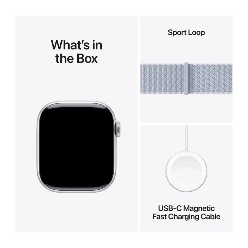 Apple Watch Series 10 GPS 42mm Silver Aluminium Case with Blue Cloud Sport Loop