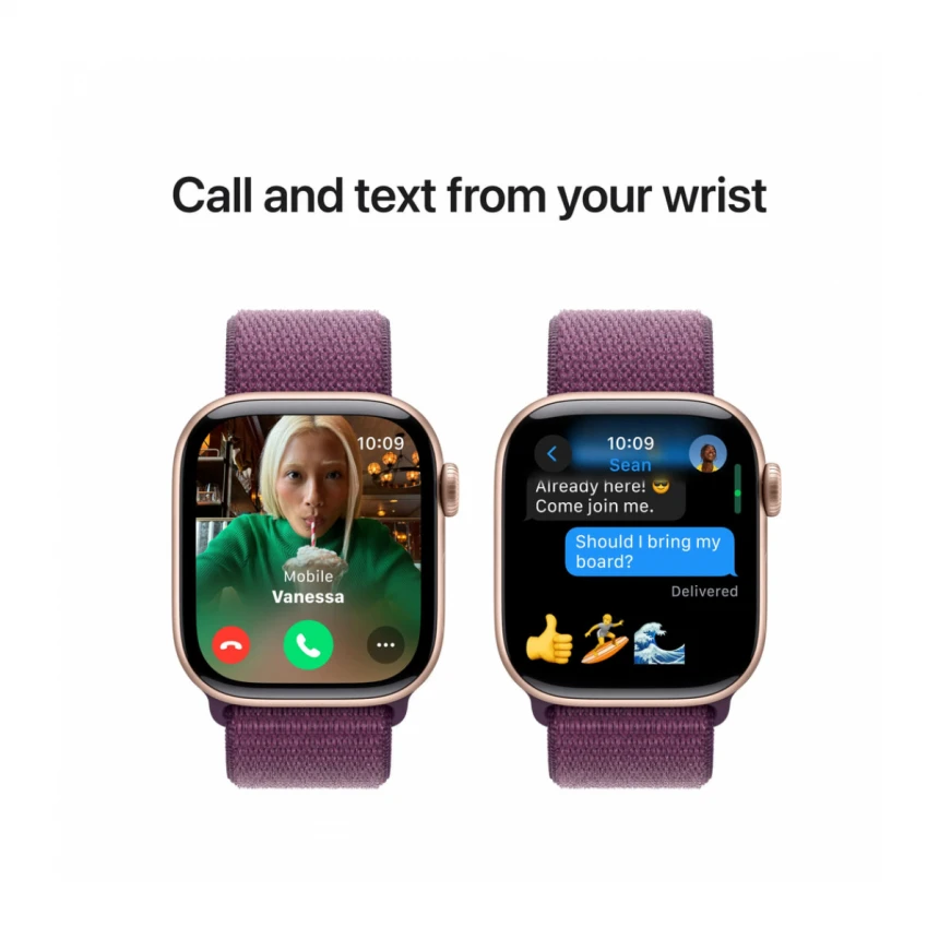 Apple Watch Series 10 GPS 42mm Rose Gold Aluminium Case with Plum Sport Loop