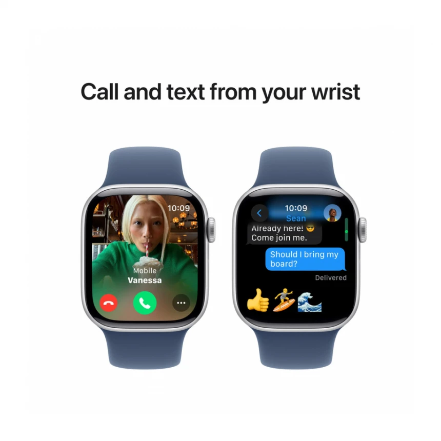 Apple Watch Series 10 GPS 42mm Silver Aluminium Case with Denim Sport Band - S/M