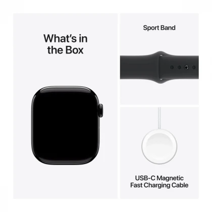 Apple Watch Series 10 GPS 42mm Jet Black Aluminium Case with Black Sport Band - M/L