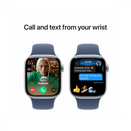 Apple Watch Series 10 GPS 42mm Silver Aluminium Case with Denim Sport Band - M/L