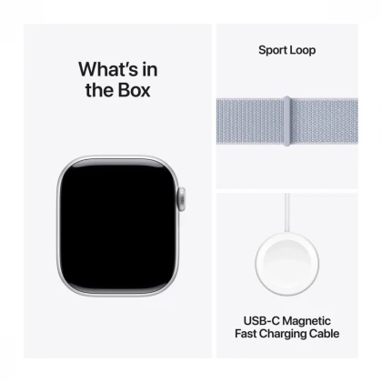 Apple Watch Series 10 GPS 42mm Silver Aluminium Case with Blue Cloud Sport Loop