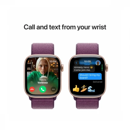 Apple Watch Series 10 GPS 42mm Rose Gold Aluminium Case with Plum Sport Loop