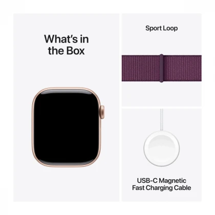 Apple Watch Series 10 GPS 42mm Rose Gold Aluminium Case with Plum Sport Loop