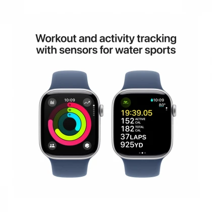 Apple Watch Series 10 GPS 42mm Silver Aluminium Case with Denim Sport Band - S/M